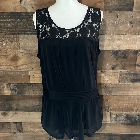 Worthington Tops - Worthington Black Baby Doll Sheer Lace Top Size Xl Side Zip